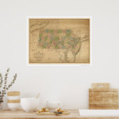 New Jersey & Pennsylvania Railroad Map 1839 Poster (Keuken)