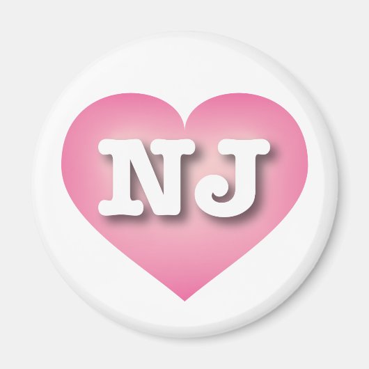 New Jersey Pink Fade Heart - Ik hou van NJ Magneet (Voorkant)