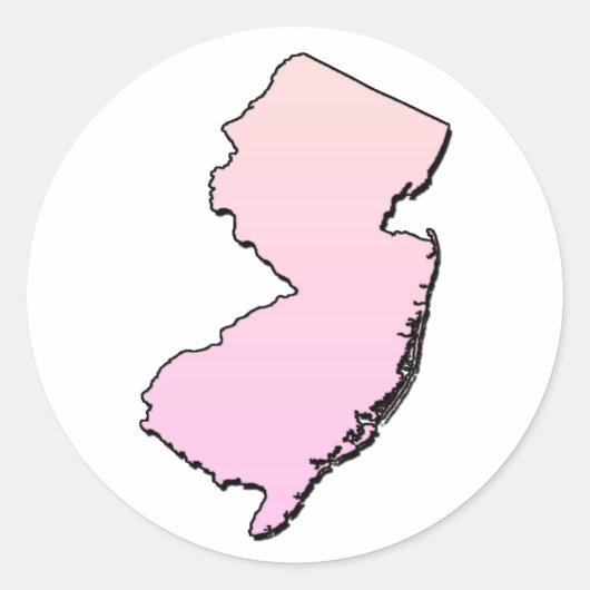 New Jersey Pink Outline Ronde Sticker (Voorkant)