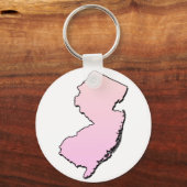 New Jersey Pink Outline Sleutelhanger (Voorkant)