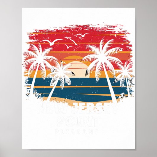 New Jersey Point Pleasant Surfboarder Palmboom Zo Poster (Voorkant)