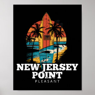 New Jersey Point Pleasant Surfplank Surfen Retro Poster