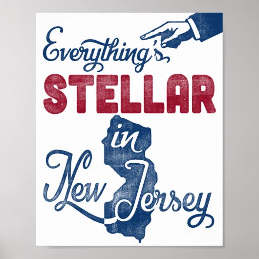 New Jersey Poster Funny Red White Blue State Print (Voorkant)