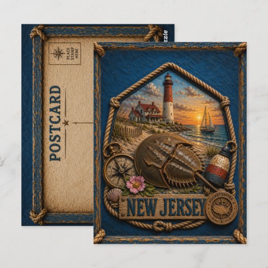 New Jersey Reizen Briefkaart (Voorkant / Achterkant)
