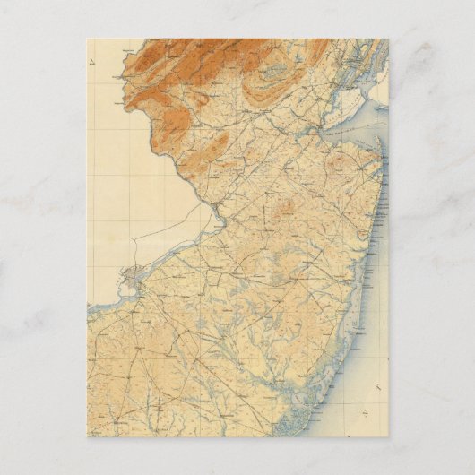 New Jersey Relief Map Briefkaart (Voorkant)
