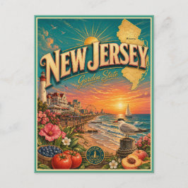 New Jersey Retro Reis Souvenir Prentbriefkaart Briefkaart