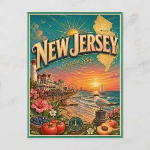 New Jersey Retro Reis Souvenir Prentbriefkaart Briefkaart