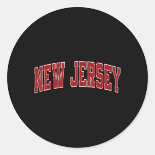 New Jersey Retro Rode Vintage Tekst Ronde Sticker