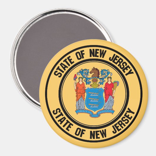 New Jersey Round Emblem Magneet (Voorkant / Achterkant)