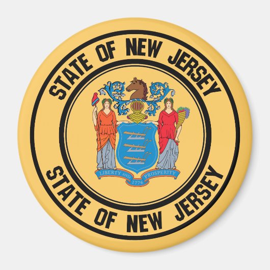 New Jersey Round Emblem Magneet (Voorkant)