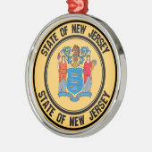 New Jersey Round Emblem Metalen Ornament (Links)