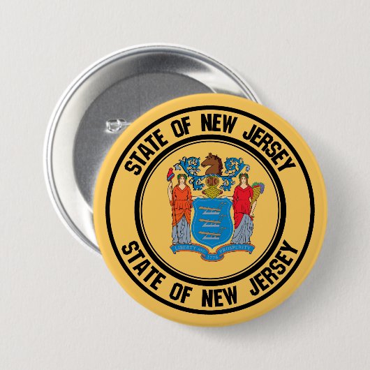 New Jersey Round Emblem Ronde Button 7,6 Cm (Voorkant /achterkant)