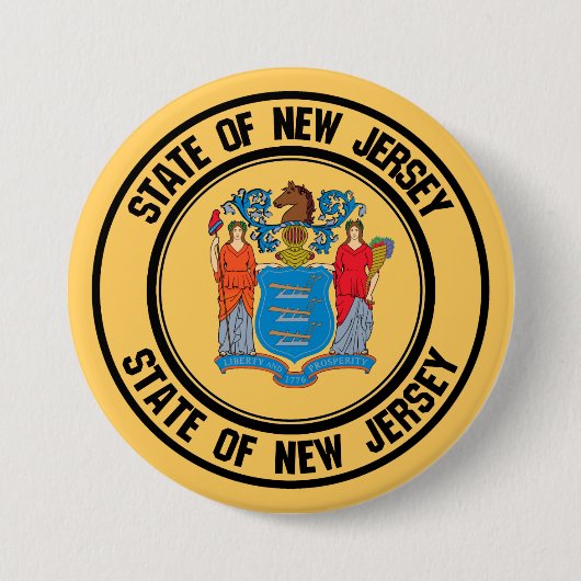 New Jersey Round Emblem Ronde Button 7,6 Cm (Voorkant)