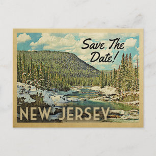 New Jersey Save the Date Mountains River Snow Aankondigingskaart