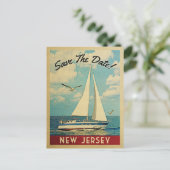 New Jersey Save the Date Sailboat Nautical Aankondigingskaart (Staand voorkant)