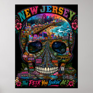 New Jersey Schedel Art Print State of Mind