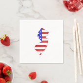 New Jersey Shaped American Flag Patriotic Party Servetten (Insitu)