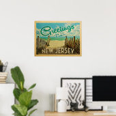 New Jersey Shore Beach Vintage Travel Poster (Thuiskantoor)