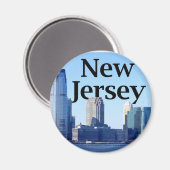 New Jersey Skyline met New Jersey in de lucht Magneet (Voorkant / Achterkant)