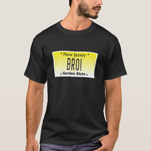 New Jersey Slang Phrase Bro Nj License Bord Graph T-shirt (Voorkant)