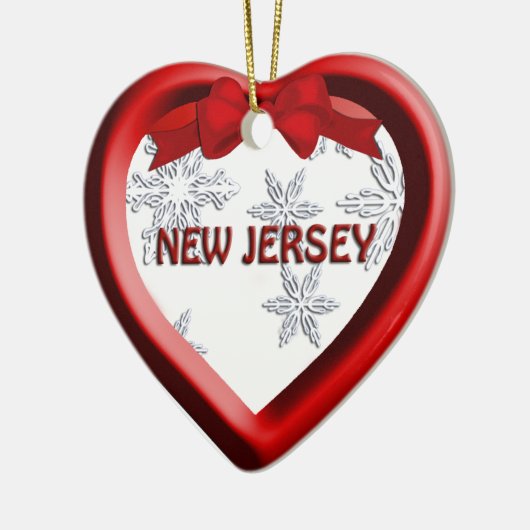 New Jersey Snowflake Heart Kerstmis Ornament (Links)