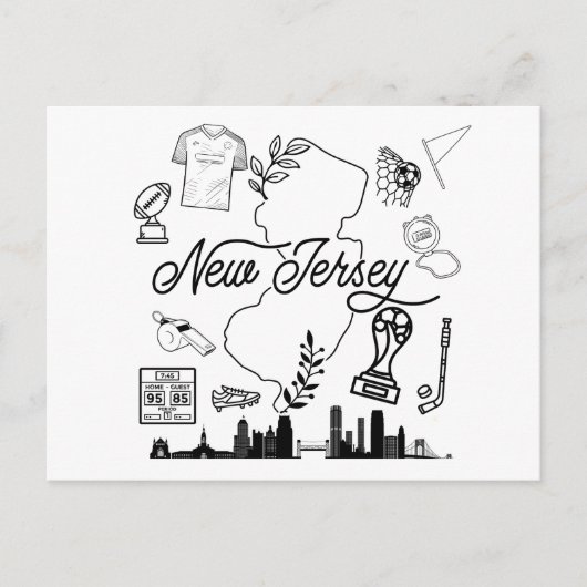 New Jersey Sports Icons Postcard. Briefkaart (Voorkant)