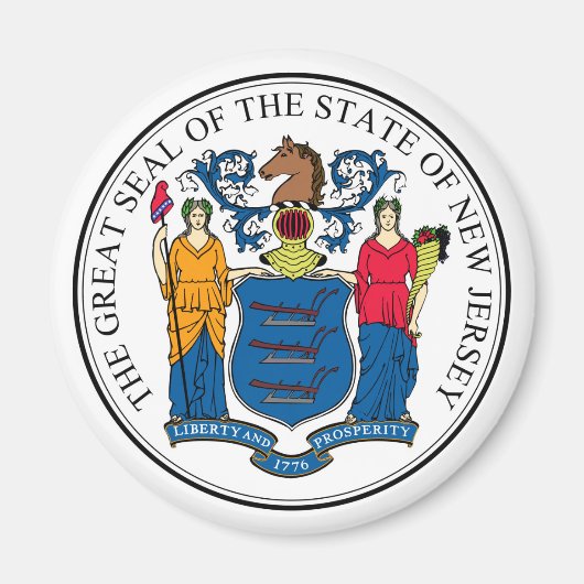 New Jersey staat zegel Amerika republiek symbool v Magneet (Voorkant)