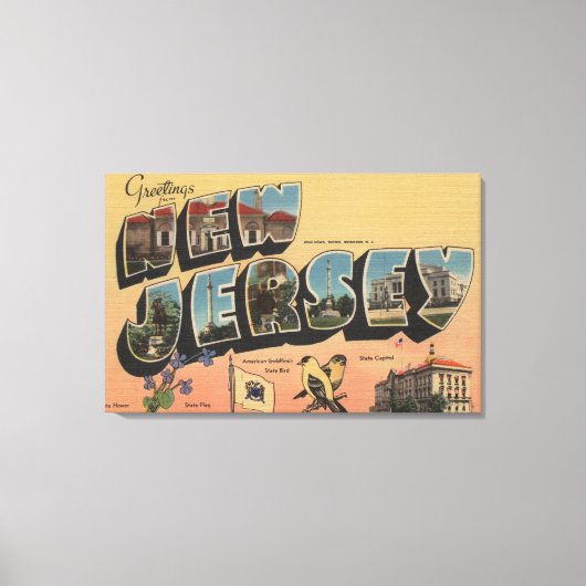 New Jersey (staatskapitaal/ventilator/vogel) Canvas Afdruk (Voorkant)