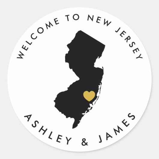 New Jersey State bruiloft Welkom Sticker Label (Voorkant)