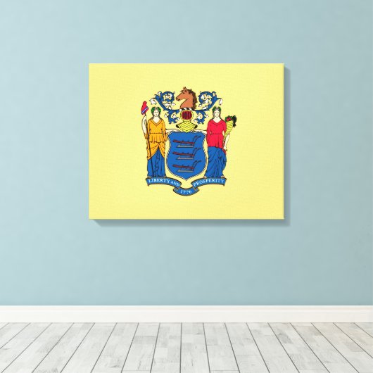 New Jersey State Flag Design Decor Canvas Afdruk (Insitu (Houten vloer))