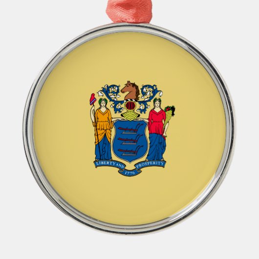 New Jersey State Flag Design Metalen Ornament (Voorkant)