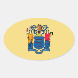 New Jersey State Flag Design Ovale Sticker