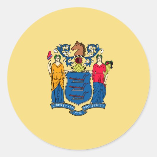 New Jersey State Flag Design Ronde Sticker (Voorkant)