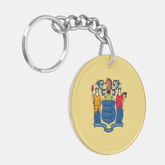 New Jersey State Flag Design Sleutelhanger (Voorkant Links)