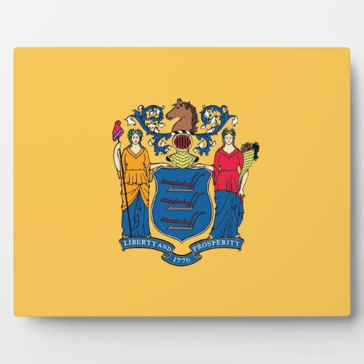 New Jersey State Flag Plaque Fotoplaat (Voorkant)