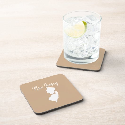 New Jersey State-kaart liefde thuis Bier Onderzetter (Rechterzijde)