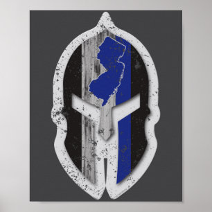 New Jersey State Luizen Dunne Blauwe Lijn Spartaan Poster