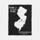 New Jersey State Map Aangepaste namen, Stad, Kleur Fleece Deken (Voorkant)