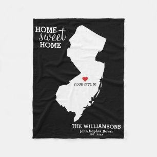 New Jersey State Map Aangepaste namen, Stad, Kleur Fleece Deken