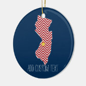 New Jersey State Map met Custom City and Name Keramisch Ornament (Links)