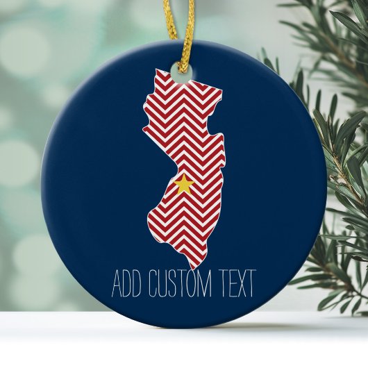 New Jersey State Map met Custom City and Name Keramisch Ornament