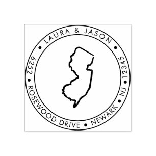 New Jersey State Map Return Address Wood Art Stamp Rubberstempel
