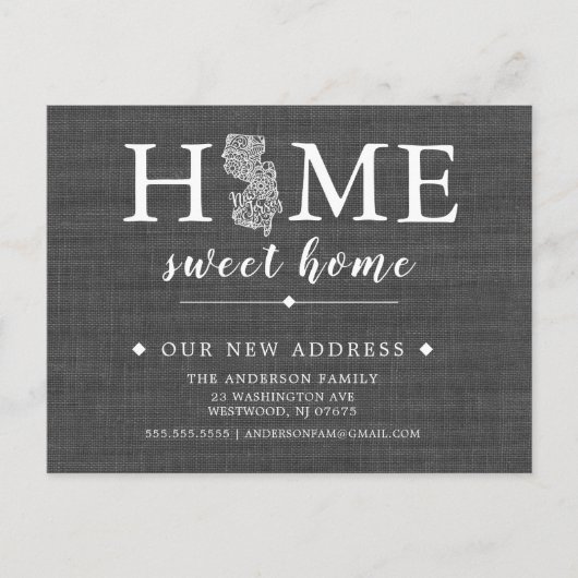 NEW JERSEY State Moving Aankondiging Post Kaart (Voorkant)