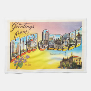 New Jersey State NJ Old Vintage Travel Briefkaart- Theedoek