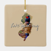 New Jersey State Photo insert and town name Keramisch Ornament (Achterkant)