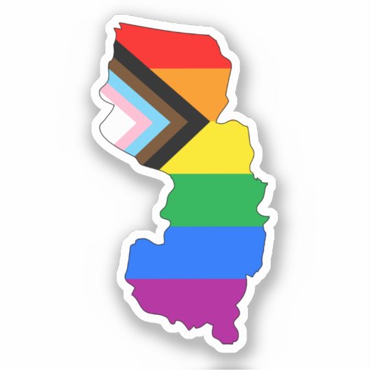 New Jersey State Pride LGBTQ Progress Pride Sticker (Voorkant)
