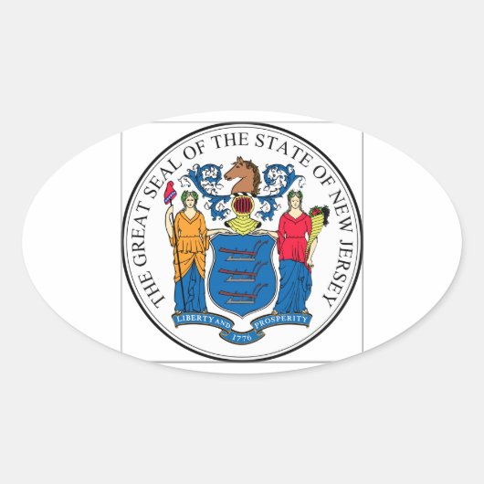 New Jersey State Seal Ovale Sticker (Voorkant)