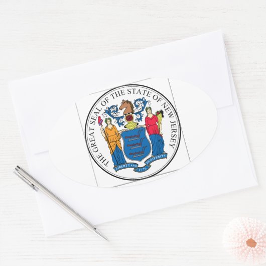 New Jersey State Seal Ovale Sticker (Envelop)