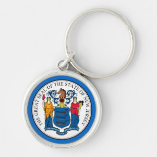 New Jersey State Seal Premium Sleutelhanger (blauw