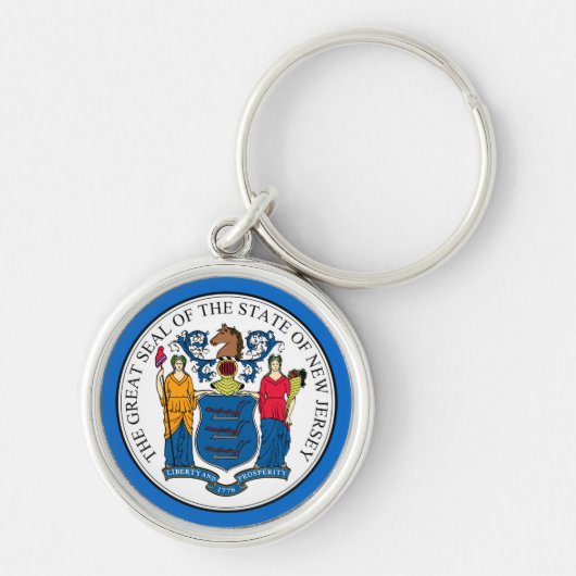 New Jersey State Seal Premium Sleutelhanger (blauw (Voorkant)